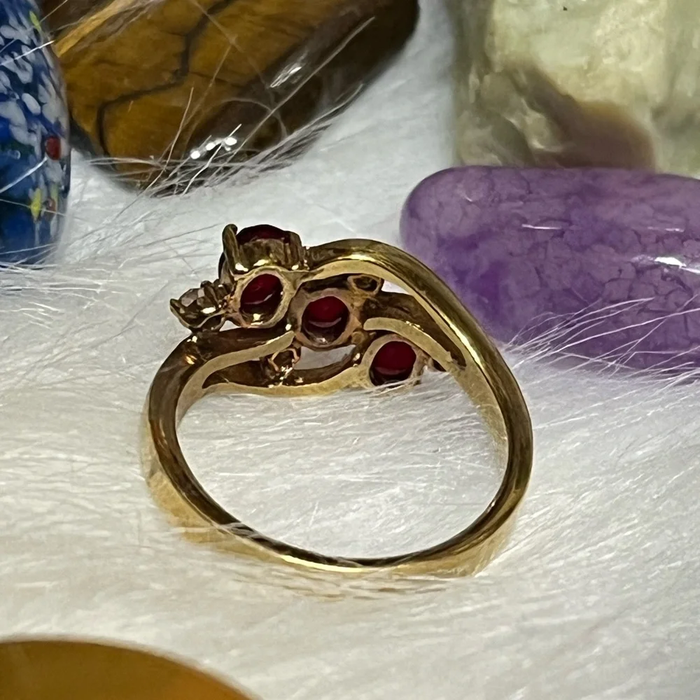 Triple Red Ruby Cocktail Ring